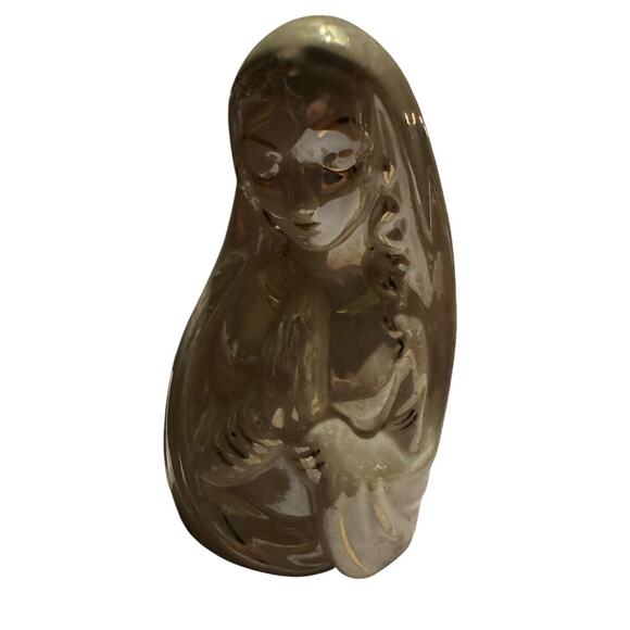 Ceramic Porcelain Madonna Mary VTG Praying Planter Statue Gold Painted READ - Picture 5 of 9